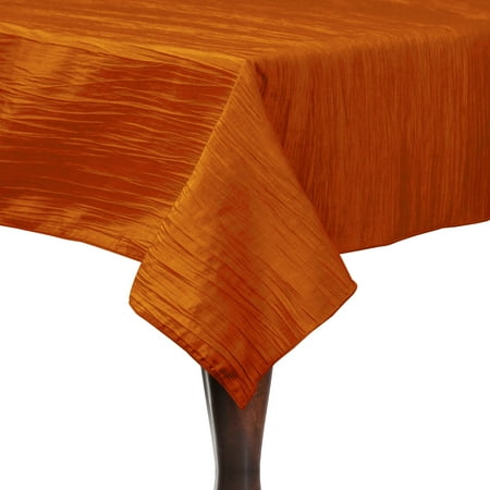

Ultimate Textile (5 Pack) Crinkle Taffeta - Delano 50 x 144-Inch Rectangular Tablecloth - for Party Wedding Home Dining Hotel and Catering use Fire Orange