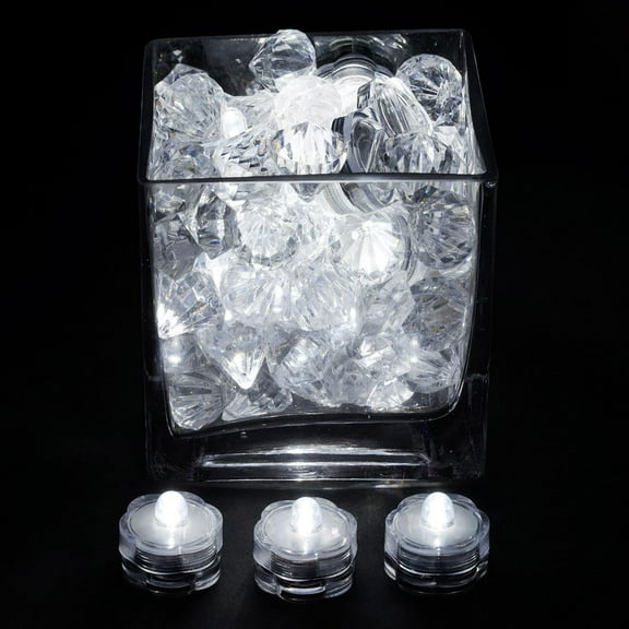 Balsa Circle 12 Pieces Cool White LED Small Submersible Lights Vases Party Centerpieces
