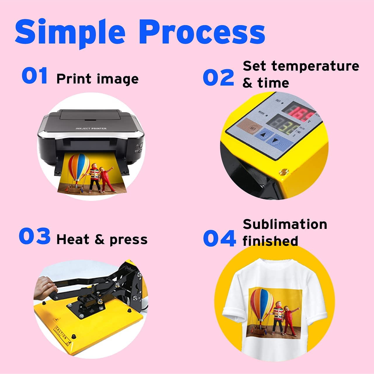 Printers Jack Sublimation Paper - Heat Transfer Paper 100 Sheets 8.3 x 11.7 for Any Epson HP Canon Sawgrass Inkjet Printer with Sublimation Ink for