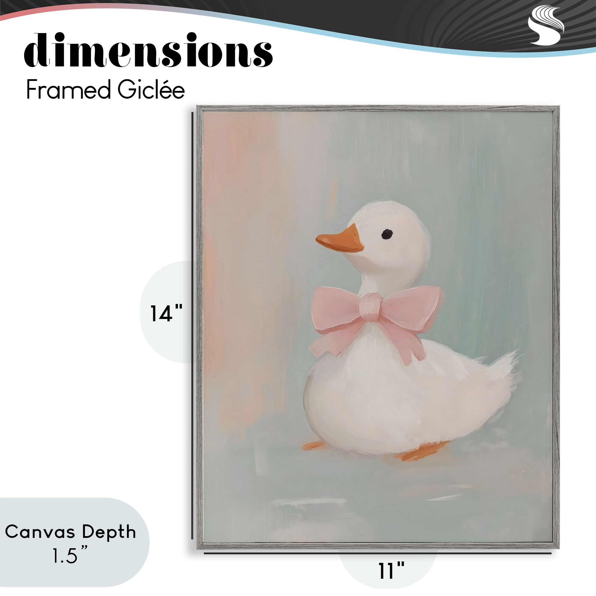 Stupell Industries Duckling Portrait with Bow Gray Framed Giclee Art, design by The Prints Vibe
