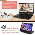 thumbnail image 3 of 17" Portable DVD Player with Headphones,14.1" Large HD Screen with Extra Carrying Bag,4-6 Hours Rechargeable Battery,Support HDMI IN/USB/AV-in/Out and Multiple Disc Formats,High Volume Speaker,Black, 3 of 6