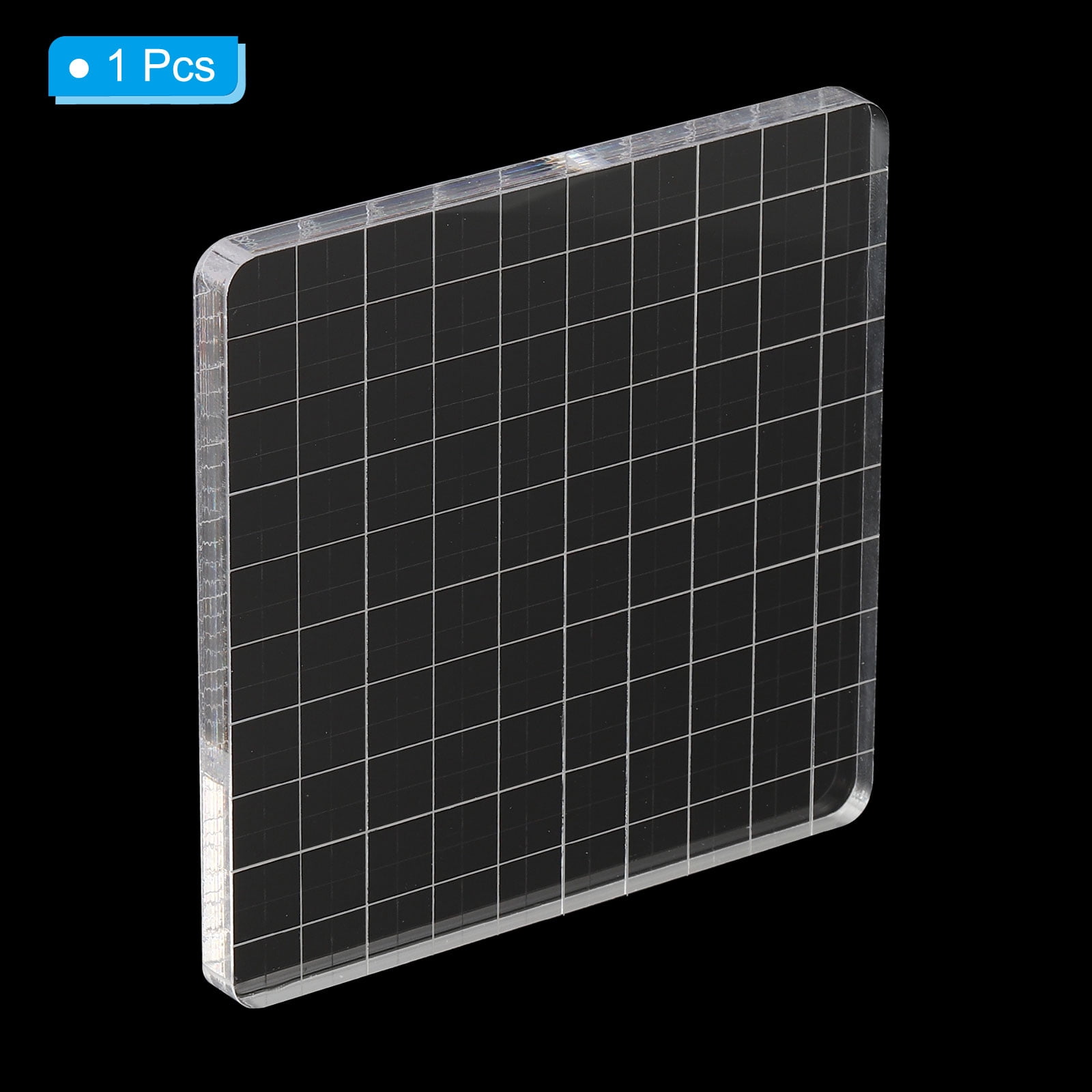 Unique Bargains Acrylic Stamping Block with Grid Lines for Scrapbooking 4"x 4"x0.3" 1Pcs