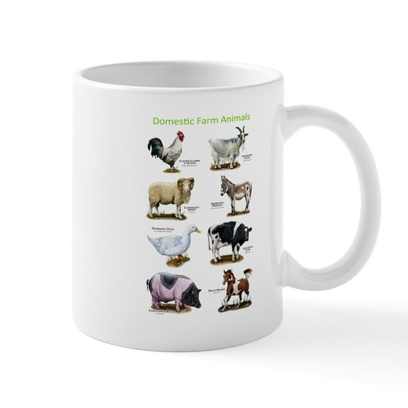 CafePress - Domestic Farm Animals Mug - 11 oz Ceramic Mug - Novelty Coffee Tea Cup