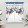 thumbnail image 2 of Swag Valance Curtains for Windows, Green Starfish Summer Light Filtering Kitchen Curtains with Rod Pocket, Ocean Coral Conch Blue Shells Window Treatment Valances for Living Room, 36x63 - 2 PCS, 2 of 9