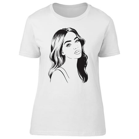 Curly Hairstyle Stylish Girl Tee Women's -Image by