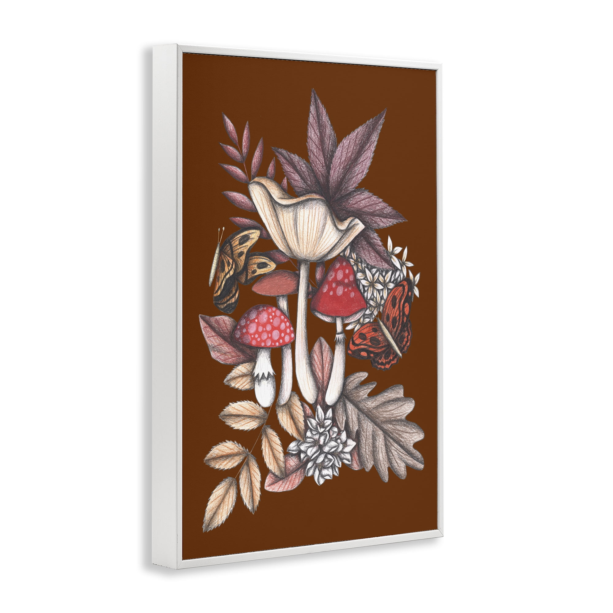 Autumn Mushrooms Magic White Framed Giclee Art, design by Cecilia Battaini