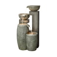 thumbnail image 2 of Hi-Line Gift 4 Tiers Modern Cascading Outdoor Water Fountain with Warm White LEDS, Gray, 2 of 5