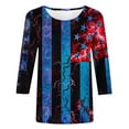thumbnail image 4 of Xihbxyly Womens Tops Womens 3/4 Sleeve Tops Women's Independence Day Tops Printed T-Shirt Round Blouse Vacation Tops Workout Tops Casual Loose Lightweight Shirts Womens Graphic Tees Vintage Trendy, 4 of 5