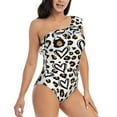 thumbnail image 3 of Pofeuu Heart Leopard Print Women's One Piece Swimsuits One Shoulder Swimwear Asymmetric Ruffle Monokinis Bathing Suits-Small, 3 of 6
