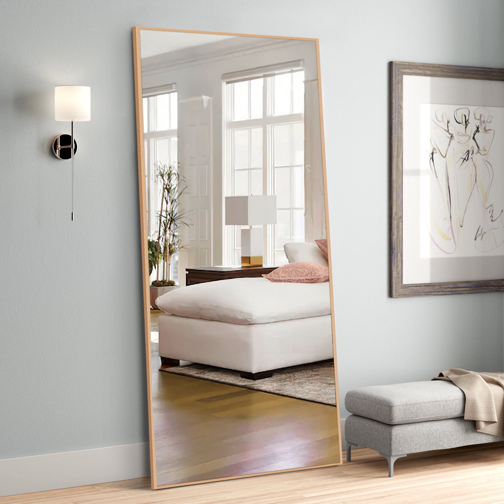 64"x22" Full Length Mirror Floor Mirror,Gold