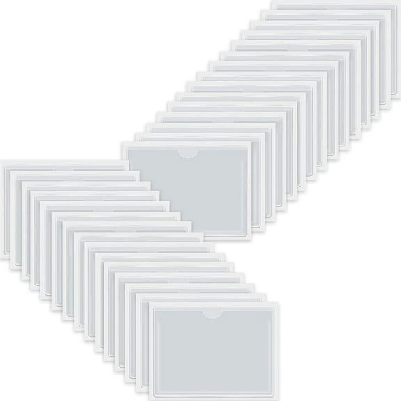 30Pcs Self-Adhesive Business Card Pockets with Top Open for Loading, Holder Organizing and Protecting Cards