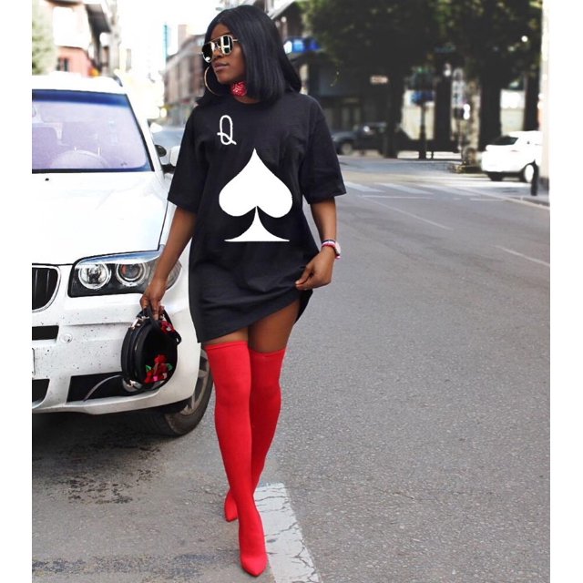 Nouveau T-Shirts à Manches Courtes pour Femmes, Col Rond, Imprimé Q, Mini Robe Décontractée, Couleur Unie, Tenue de Soirée, Club, Mode Urbaine, Vestidos