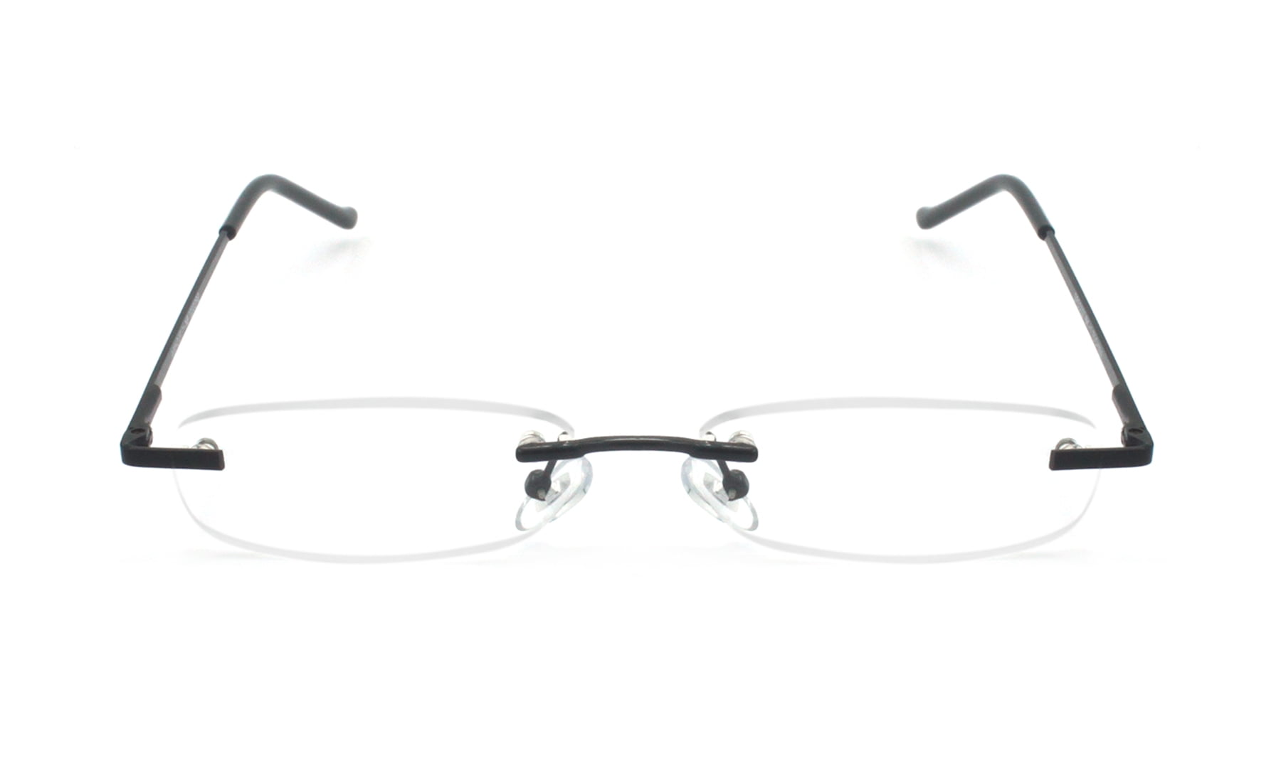 EYE ZOOM 5 Pack Compact Metal Rimless Reading Glasses with Light Slim Case for Men and Women, Black, +3.00