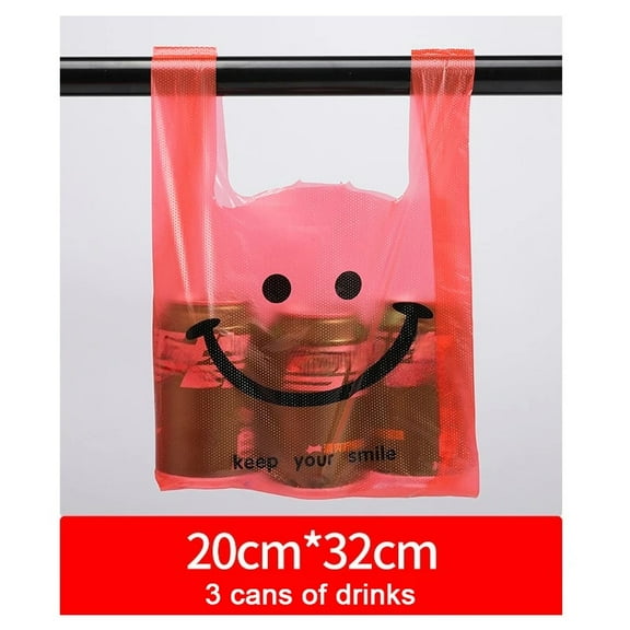 200-50Pcs Plastic Shopping Bags with Handle 3 Sizes Supermarket Shopping Convenient Reusable Bag Kitchen Storage Plastic Bag