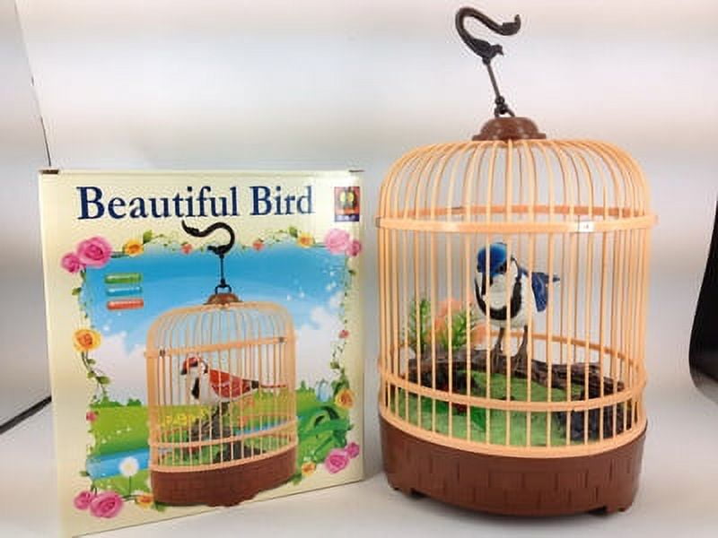 PlayWorld Music Magic Singing & Chirping Bird In Cage - Realistic Sounds & Movements - Blue