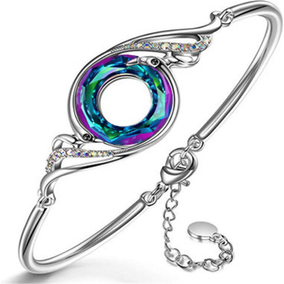 DESIGNICE 2026 New Bangle Bracelets for Women Phoenix Bracelet Crystal Bracelet Made of Crystal Silver Bracelets for Women Green