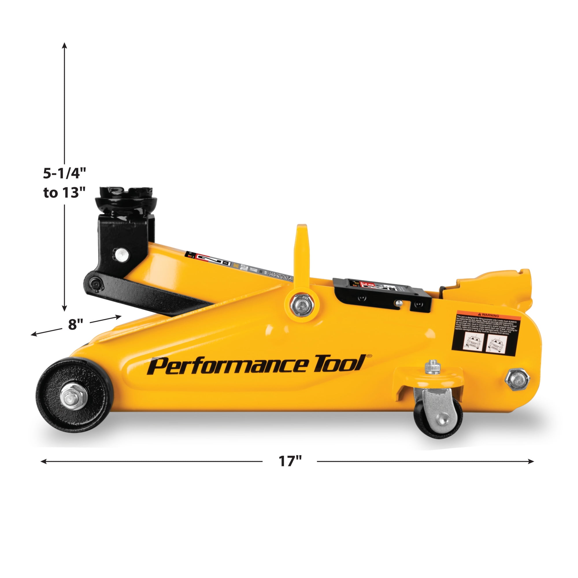 Performance Tool W1605 2-Ton Trolley Jack & Jack Stands - Enamel Finish, 4,000 Lbs. Capacity, Carrying Handle, Heavy Duty - Yellow