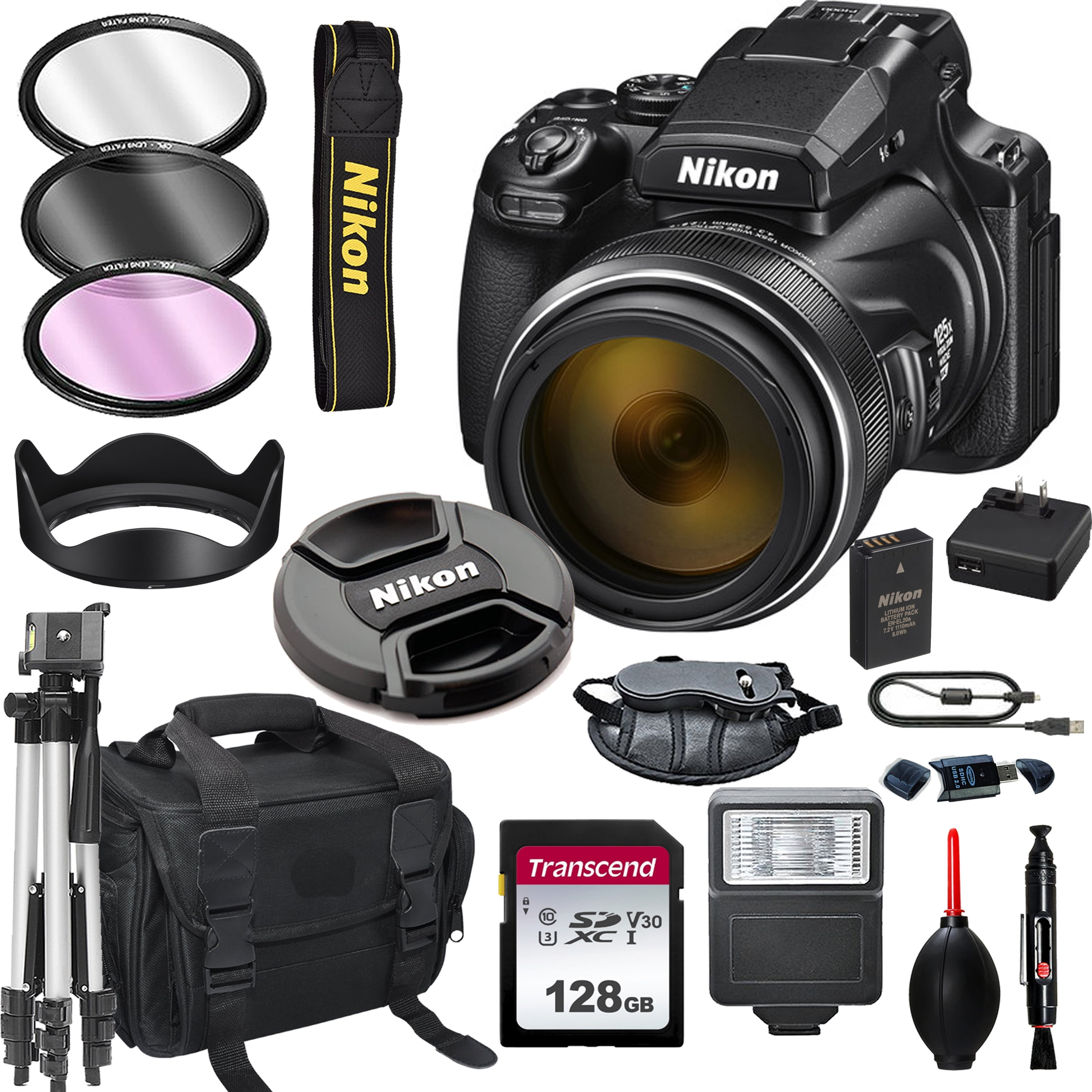 Nikon COOLPIX P1000 16.7 Digital Camera + 128GB Card, Tripod, Flash