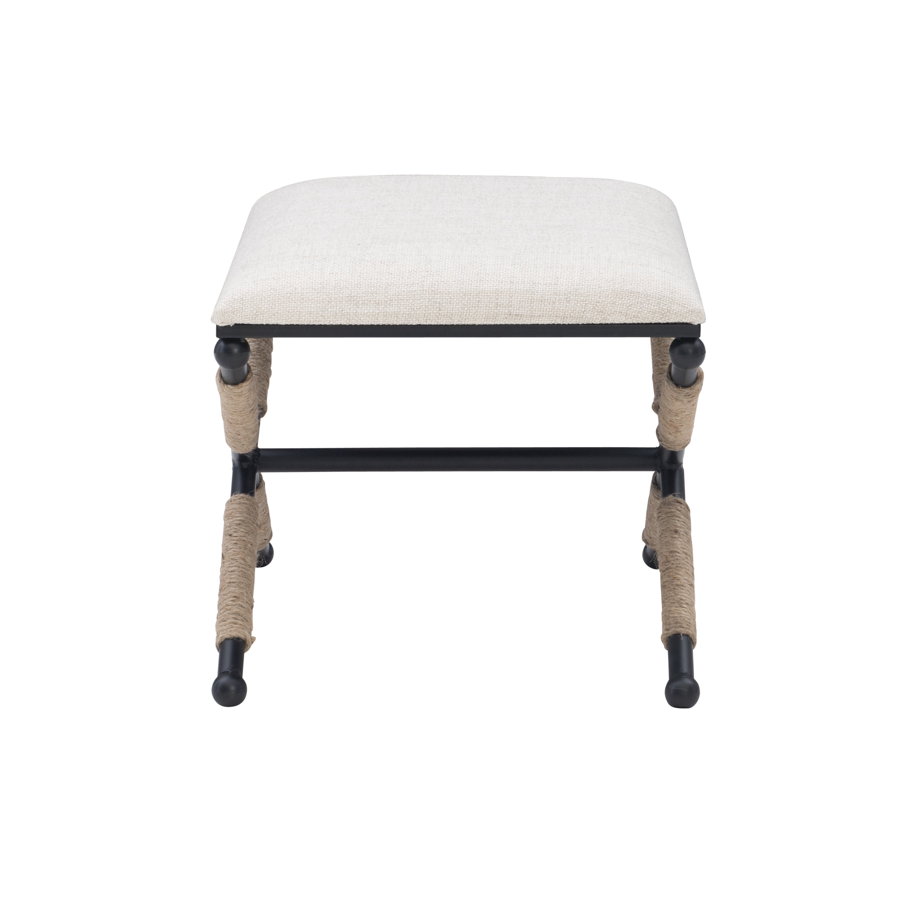 Linon Brewster Boho Backless Campaign Accent Stool, Black/Neutral