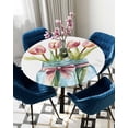 thumbnail image 5 of nqOlkjepod Tulip Flower Round Tablecloth, Fitted Table Cover with Elastic for 45"-54" Round Tables, Spring Oil Painting Floral Leaf Bow Vase Table Cloth Outdoor Dinning Party Waterproof Tablecloths, 5 of 6