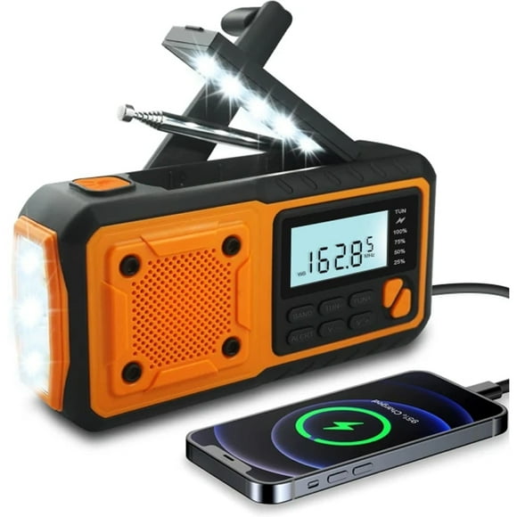 Internet Radio, 4000mAh Power Bank Solar Hand Crank Radio, AM/FM/WB/NOAA and Alert Portable Weather Radio