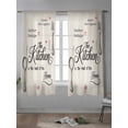 thumbnail image 4 of Beige Retro Art Curtains 63 Inch Length, Sheer Curtains for Bedroom Living Room Window Spoon Fork Vintage Farmhouse Rustic Rod Pocket Voile Drapes Kitchen Curtains Small Half Window 42"x63" 2 Panels, 4 of 6