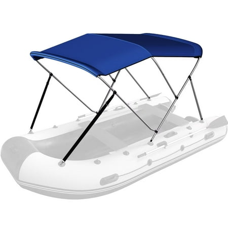 Lilypelle Bimini Tops for Boat 3 Bow Portable Foldable Bimini Top Oxford Cloth Cover with Aluminum Frame Quick Release Clips for Width 61 -66 Rib Small Jon Boat Fishing Boat Boat Dinghy