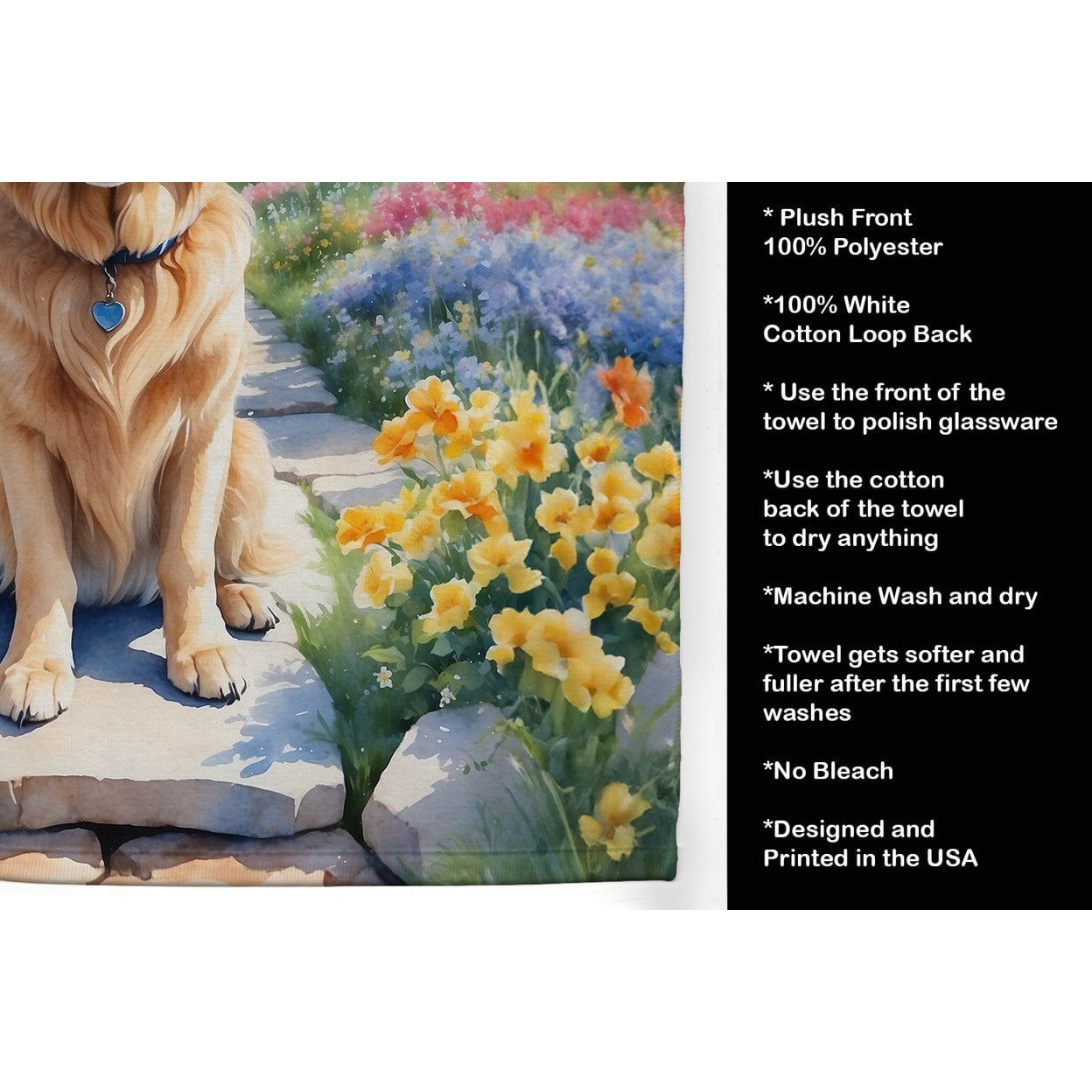 Golden Retriever Spring Path Kitchen Towel
