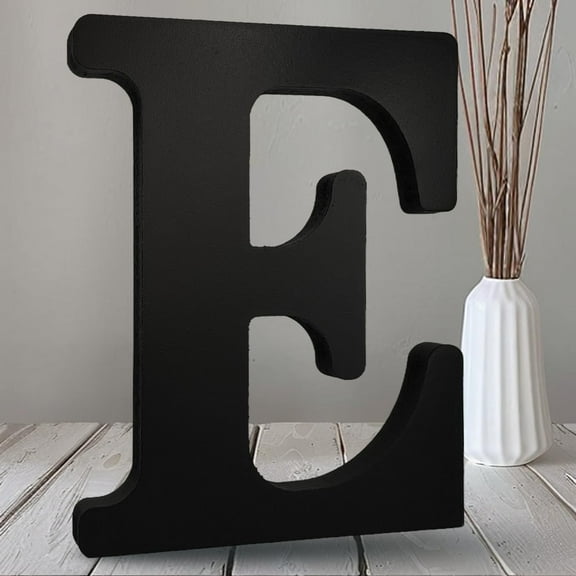Unfinished Wood Letters 10 Inch Black for Halloween Decorations, DIY Standing Alphabet Sign Board, Rustic Home Party Craft Project, Letter E