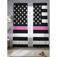 thumbnail image 2 of Thin Pink Sheer Curtains 96 inches Long 2 Panels Set Line Breast Cancer Awareness Women USA American Flag Tiers Sheers Rod Pocket Small Window Short Curtains for Kitchen Cafe, Each 52" W x 96" L, 2 of 7