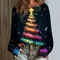 thumbnail image 2 of PUMISAS Christmas Sweaters For Women Crew Neck Winter Holiday Christmas Tree Print Long Sleeve Pullover Tops, 2 of 6