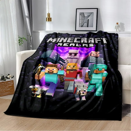 Soft and Warm M-Minecraft Blanket Featuring My World Sandbox Game Characters 3D Print Fleece Throw Blanket