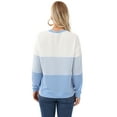 thumbnail image 4 of Pdbokew Womens 2025 Fall Winter Sweaters Casual Long Sleeve Ribbed Knit Crew Neck Lightweight Pullover Blue M, 4 of 7