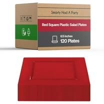 Smarty Had A Party 120 Disposable Plastic Dessert Plates, Fancy Square Red Salad Plates, 6.5" for Appetizers and Cake, Heavy Duty Bulk Party Supplies for All Occasions