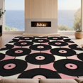 thumbnail image 2 of Design&I 2'x3' Washable Throw Rug Low Profile Daily Traffic Ready Accent Music Note Grid With Retro Cd Disc Checkered Design Vinyl Record for Hallway, Laundry Room, 2 of 7