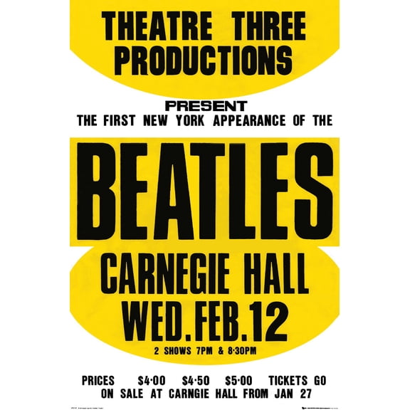 The Beatles - Carnegie Hall Wall Poster, 22.375" x 34"
