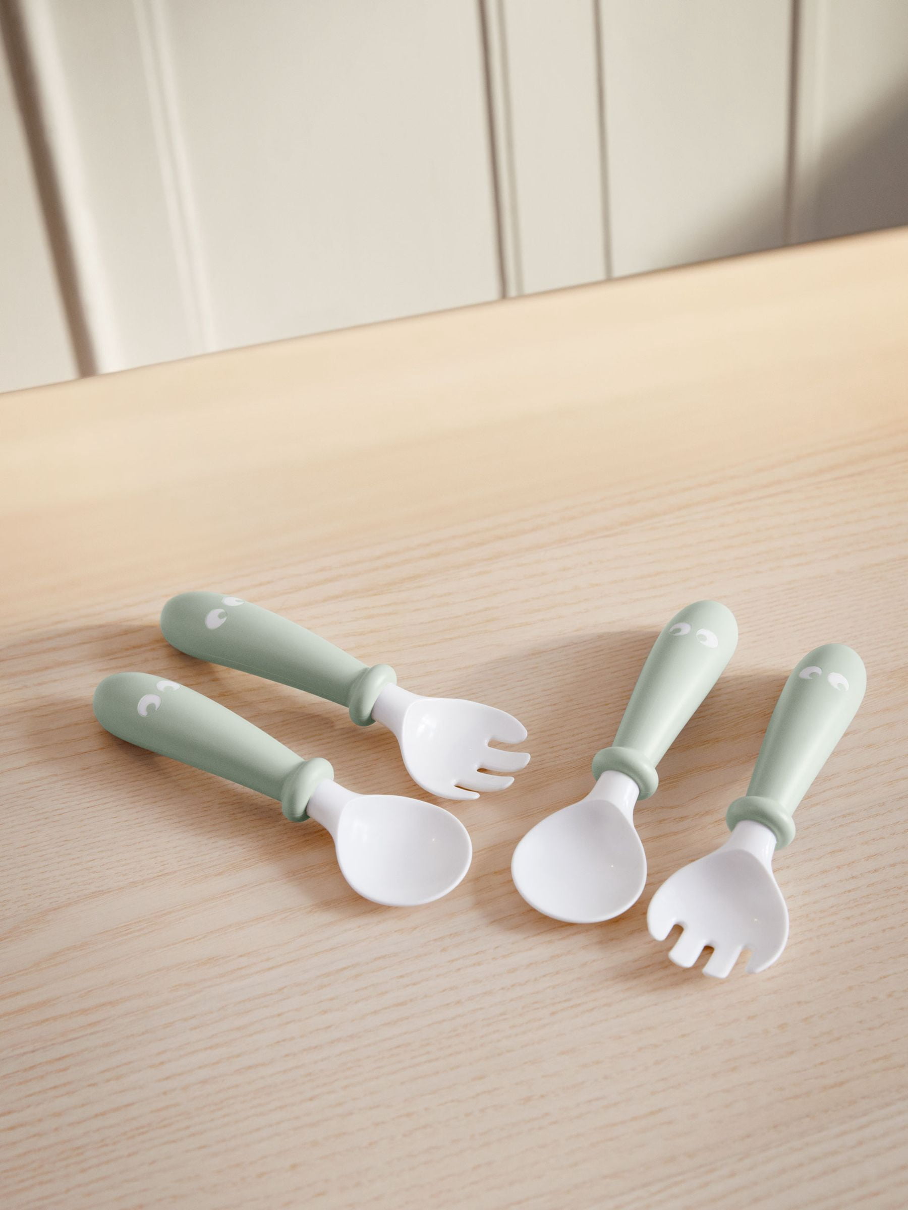 BabyBjorn 2-Piece Powder Green Flatware Set