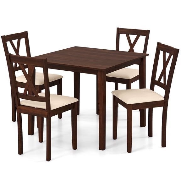 Costway 5-Piece Dining Table Set for 4, Square Kitchen Table with 4 Armless Chairs