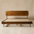 thumbnail image 2 of Acacia Frida King Size Bed Frame and Headboard Solid Wood Platform Bed, King Bed Frame 800 lbs Capacity, Scandinavian Signature Wood Bed Compatible with All Mattresses, Non-Slip Noise-Free, Caramel, 2 of 10