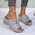 thumbnail image 3 of Summer Slides for Women Trendy Metal Chain Peep Toe Slip on Wedge Sandals Comfy Outdoor Orthopedic Shoes Casual Slippers Gray Size 8.5, 3 of 6