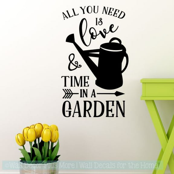 All You Need Love Time In Garden Vinyl Word Decal Wall Stickers 23x14-Inch Black