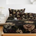 thumbnail image 6 of Full Size Fitted Sheet Set - Skull Halloween 3 Piece Bedding Sets 16" Deep Pocket Fitted Sheet with 2 Pillowcases, Floral Botanical Horror Roses Brushed Microfiber Hotel Luxury Bed Sheets, 6 of 9