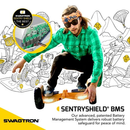 Swagtron - swagBOARD T6 Off-road Self-Balancing Scooter - 12 Mile Range with Speeds up to 12 mph - Matte Black