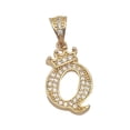 thumbnail image 2 of Cadena y dije de brillos con corona de oro laminado letra Q, 2 of 5