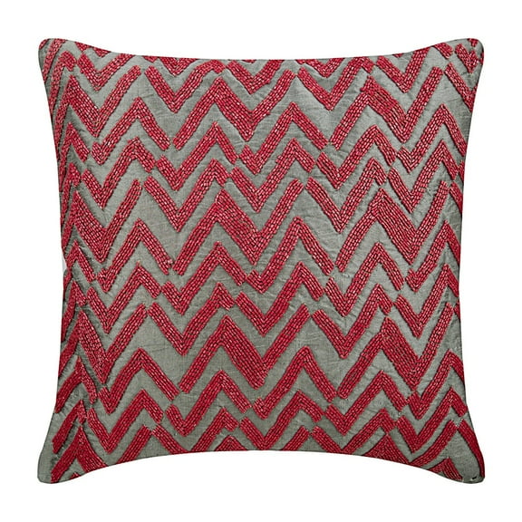 Decorative Pillow Cover, Pink Decorative Pillowcase With Zipper 16x16 inch (40x40 cm), Silk Cushion Cover, Chevron, Modern Pillow Cover For Sofa - Chevy Chevron