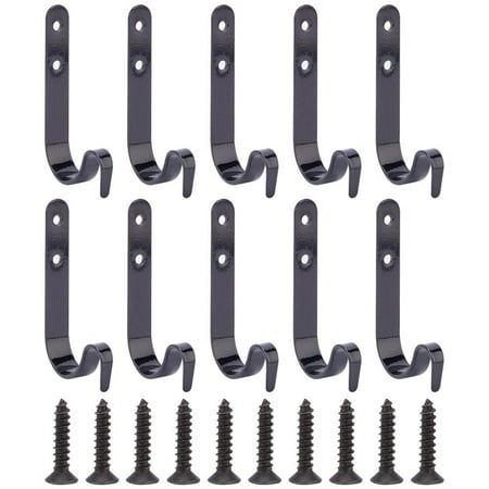 

Iron Hook Hanger with Screws J-shaped Black 6.1x3.5x0.95cm Hole: 3mm