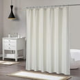 thumbnail image 2 of Mulanimo Water Repellent Soft Microfiber Fabric Shower Curtain for Bathroom, Decorative Embossed Pattern, Cream, 72x72 Inches, 2 of 7