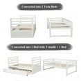 thumbnail image 6 of CJC Twin Over Twin Bunk Beds, Wooden Bunk Bed Frame with Movable Trundle, Safety Rail and Ladder, White, 6 of 9