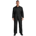 thumbnail image 1 of LiiYii Mens Button Front Coverall Long Sleeve Casual Overalls Work Wear Rompers Jumpsuits with Black L, 1 of 6