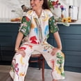 thumbnail image 5 of Conjunto de 2 piezas de camisa de manga larga para mujer, traje elegante con solapa, blusa de un solo pecho, Pantalones estampados, trajes de vacaciones, 5 of 5